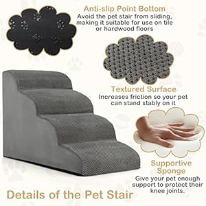 Tangkula-Foam-Dog-Stairs-for-High-Beds-Extra-Wide-Deep-Pet-Ramp-Non-Slip-Dog-Steps-for-Small-Older-Injured-Dogs-Cats-Foam-Pet-Stairs-with-Lint-Remover-Brush-for-Beds-Couches-4-Steps-Grey - Cucciolini Doodles   Tangkula-Foam-Dog-Stairs-for-High-Beds-Extra-Wide-Deep-Pet-Ramp-Non-Slip-Dog-Steps-for-Small-Older-Injured-Dogs-Cats-Foam-Pet-Stairs-with-Lint-Remover-Brush-for-Beds-Couches-4-Steps-Grey