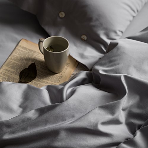 Softta Modern Solid Silver Grey 3Pcs Vintage Duvet Cover Set Queen Size Boho 1000Tc Sateen Hypoallergenic 100% Egyptian Cotton Bedding Collection #TOP3