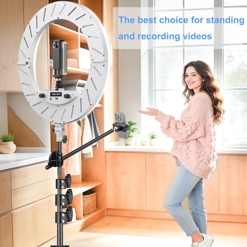 Image of Ring Light 18 inch with Stand, 55w 6700K LED Light,63 inch Tripod,Multi-Angle Adjustable Phone Stand, for iPhone and Android Phones, CRI95, Suitable for YouTube, TikTok, Selfies (White, 18 inch)