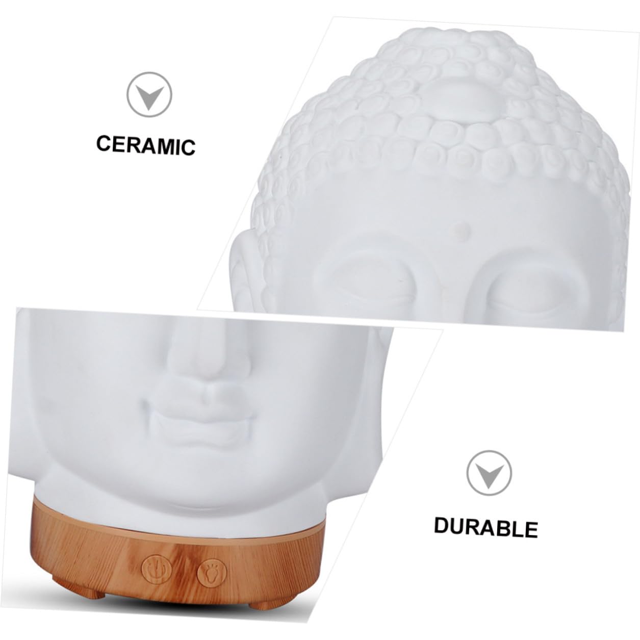 GALPADA Difusor De Aromaterapia Ultrasónico Cabeza De 220-240v Cerámica Base Madera Clara Para Yoga Hogar Oficina Dormitorio Aromatizador y Humidificador