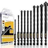Masonry Drill Bit Set & Concrete Drill Bit Set, Professional Industrial Strength Carbide Drill Bits Tip (10PCS) for Concrete/Glass/Brick/Cement/Tile/Wood/Etc, 5/32'-1/2' by TITGGI