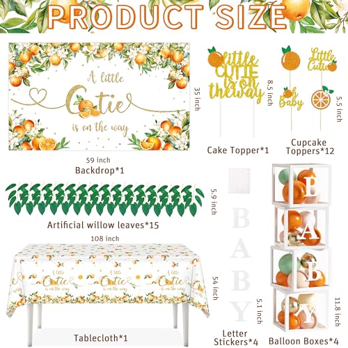 Image of Little Cutie Baby Shower Decoration Orange Theme Birthday Party Supplies A Little Cutie is On The Way Backdrop Tablecloth Balloon Garland for Tangerine Fruit 1st Birthday Baby Shower
