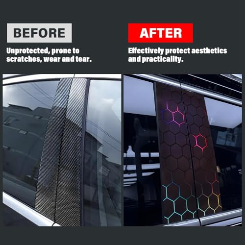 Image of JSCARLIFE Skull Car B-Pillar Sticker, HD Printed PVC Waterproof Car Decals, Car Stickers Vinyl Self-Adhesive Side Strip Decal Cool Stickers (Honeycomb Style 2)