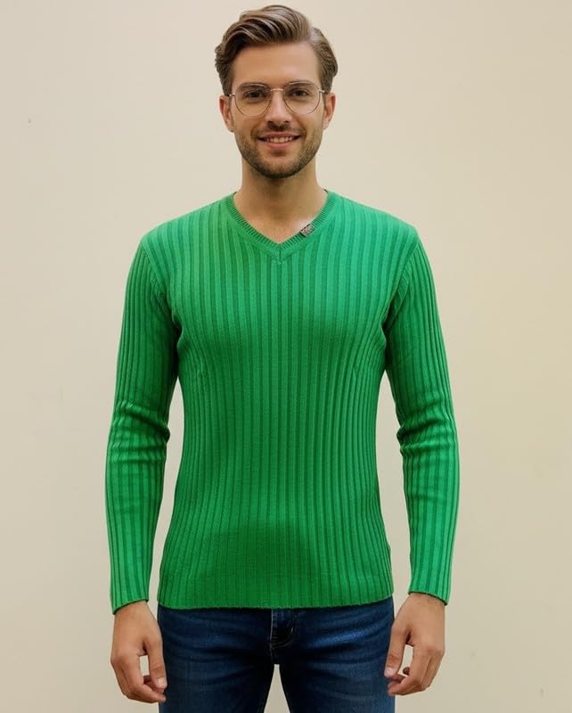 forwards Solid V-Neck Full-Sleeve Sweater for Men [Tri-Colour Series]-picture-18