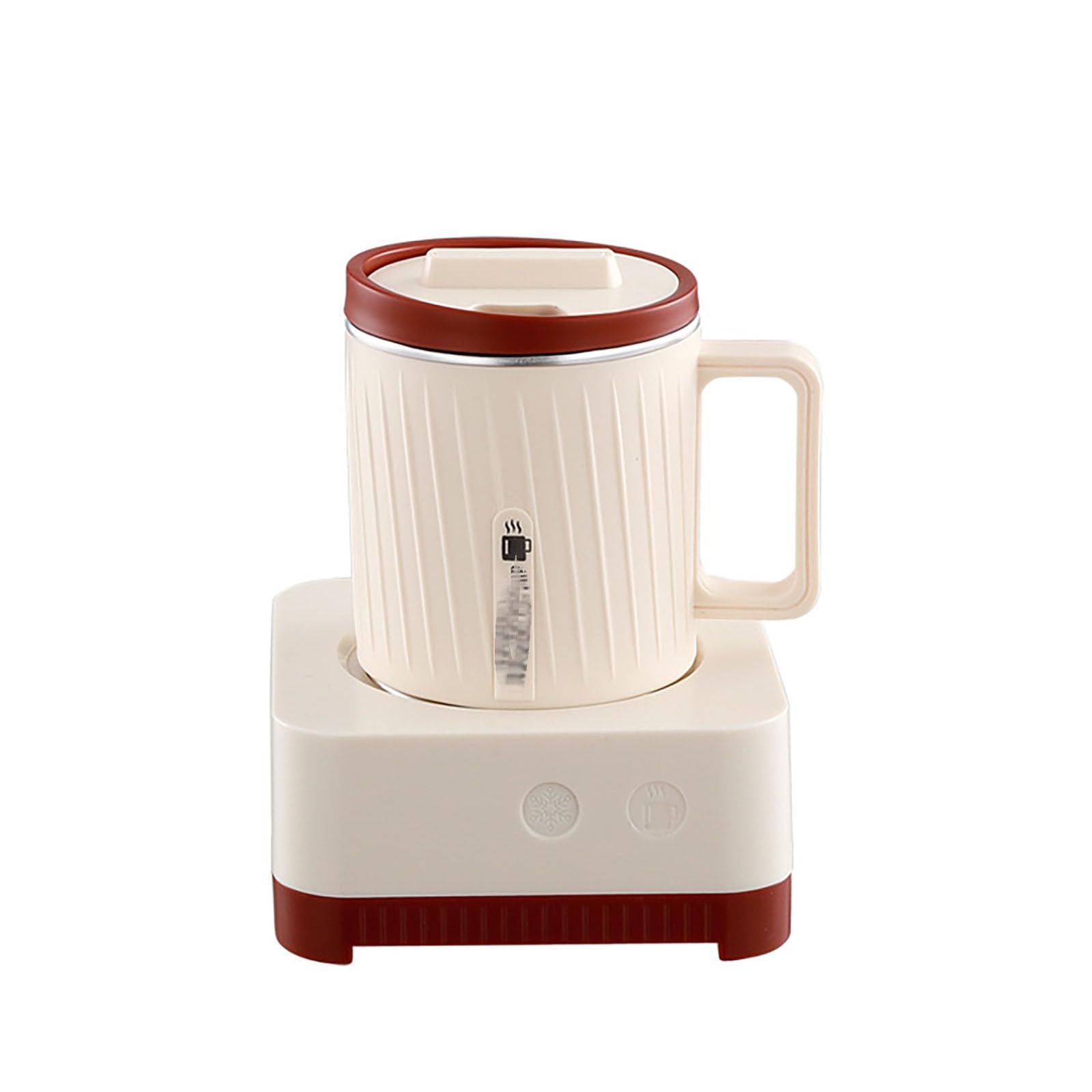 Calentador Y Enfriador De Tazas Eléctrico, Función De Calentamiento Y Enfriamiento Rápidos, Control De Temperatura para Bebidas De Escritorio, para Café Té Leche Zumo Y Cerveza,Beige Red-12.8cm