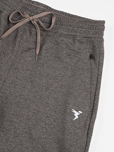 Image of TECHNOSPORT Men's Melange Slim Fit Techno Dry Trackpants Drawstring 2-Pocket Polyester Joggers for Gym Running Workout UPF50+ Anti Odour