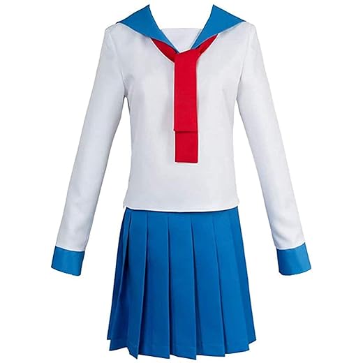 Hannahcos Pop Team Epic Blue Dress Dress School Uniform Full Set Cosplay Costume (Large)