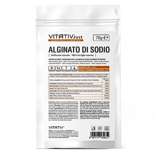 ALGINATO DE SODIO | Espesante y Gelificante Alimentario | Alta Calidad | Cocina Molecular y Esferación 70gr