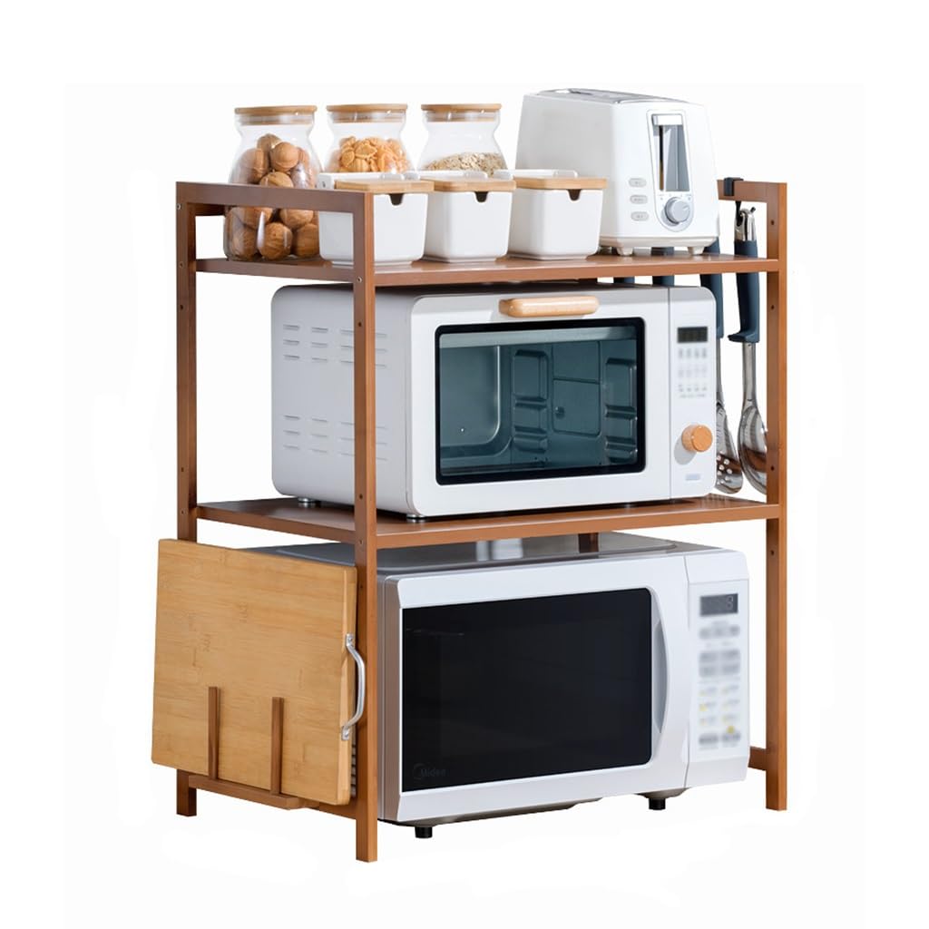 Étagère de rangement pour support à micro-ondes avec crochets et unité de cuisine