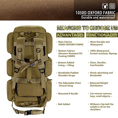 Ceckque 105L Extra Large Duffle Bag For Travel, Large Travel Duffle Bag Men For Military Camping Storage Emergency Gear Bug Out Bag, Huge Heavy Duty Duffle Bag Backpack (Tan) #TOP2