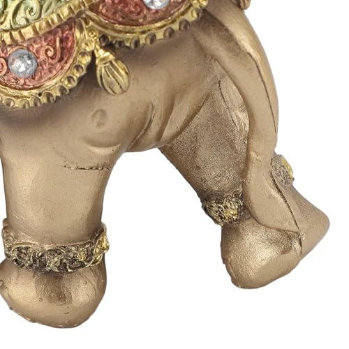Zerodis Lucky Elephant Statue, Feng Shui Wealth Decor Elephant Figurine for Home Office Decor, with Ceremonial Clothing Design, Great Housewarming Birthday Holiday (L)