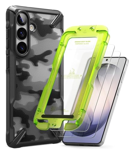 Verre trempé compatible Samsung S26 Plus et coque antichoc camo Ringke