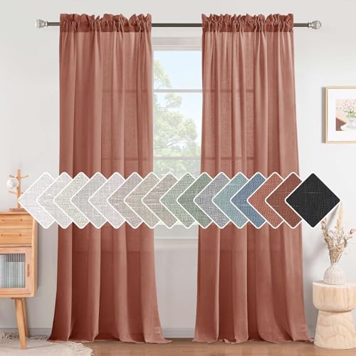 H. Versailtex Linen Curtains, 2-pc Rust 52x84
