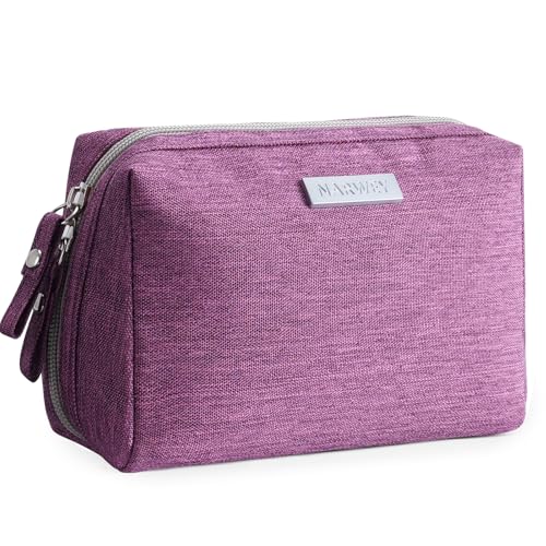 Narwey Small Makeup Bag for Purse Mini Cosmetic Bag Travel Makeup Pouch Zipper Pouch Cute Make up Bags with Compartments for Women (Small, Purple)