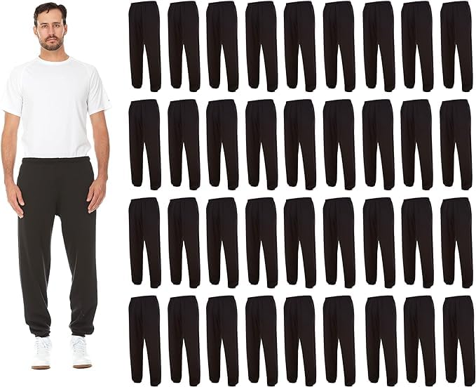 Yacht & Smith 36 Pack of Wholesale Mens Jogger Sweatpants, Homeless Shelter Donation Case, Comfy Bulk Joggers for Men