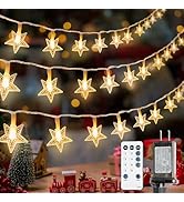 syosupviry Star String Lights Plug in,33ft 100LED Fairy Lights with Remote, Hanging Star Decorati...