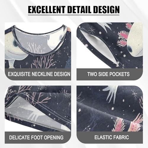 Pajama Sets Short Sleeve Cute Axolotl in Darkness Soft Cotton Summer Sleepwear 2 Piece PJS Size 5-14T3