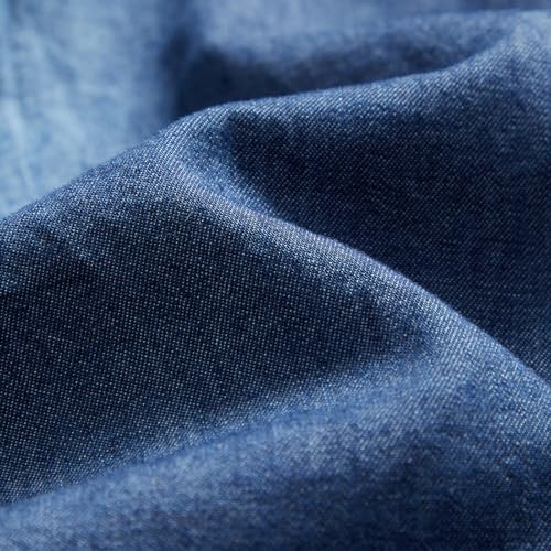 Chemise en jean à manches courtes homme en denim bleu clair coupe droite