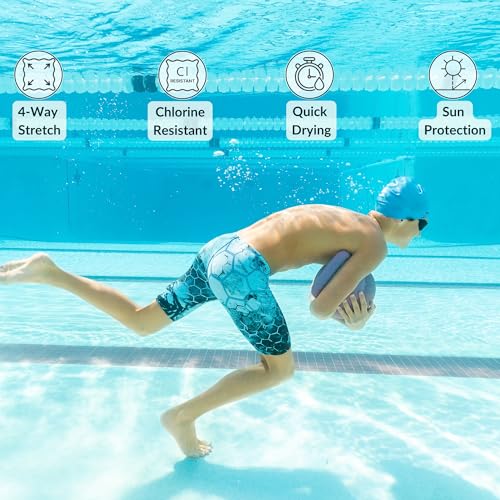 Image of Sporti Boys' Athletic Jammer Swimsuit, Youth Competitive Abstract Printed