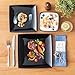 vancasso Soho Dinnerware Sets 12 Pieces, Black Stoneware Square Place Setting, Plates and Bowls Sets, Dinner Plate, Dishes Set for 4