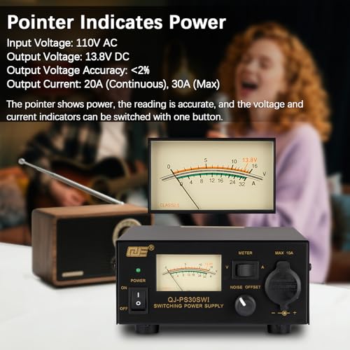 Image of 13.8V 30A DC Power Supply for Ham Radio,Regulated Bench Power Supply with Noise Offset,Analog Lab AC to DC Switching Converter,Cigarette Plug Socket,Powering CB VHF UHF HAM Amateur Radio