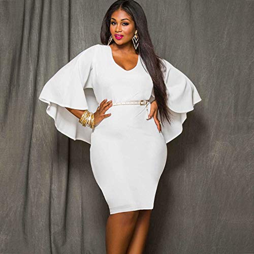 KKmoon Moda feminina Plus Size capa vestido drapeado capa sólida Bodycon Party lápis vestido