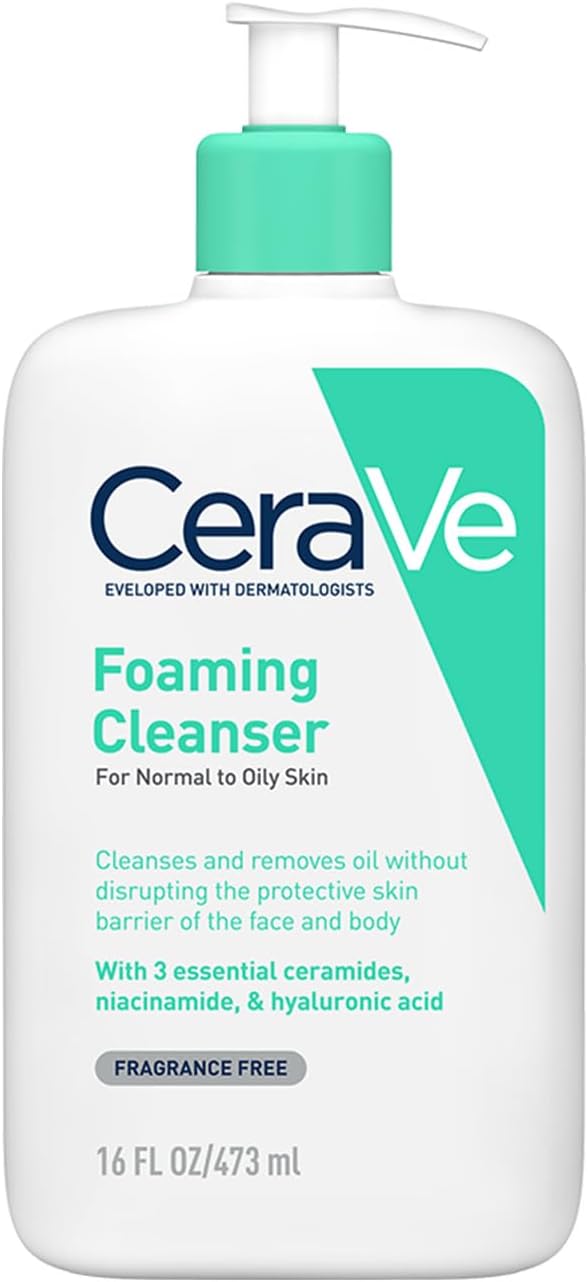 Foaming Cleanser For Normal To Oily Skin (473ml) - Dermatologist-Developed Facewash | Non-Comedogenic And Fragrance-Free Cleansers For Acne-Prone Skin