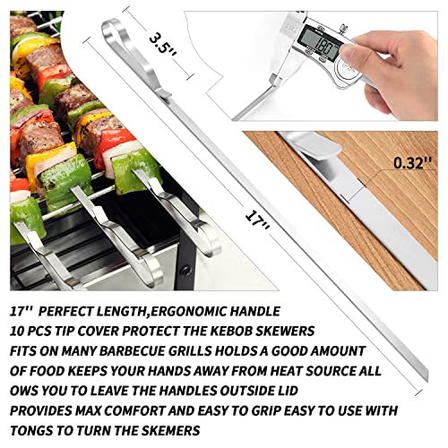Jy Cookment JY-22 Kabob Skewers 17 Inch Stainless Steel Long Bbq Barbecue Skewers thumb #1