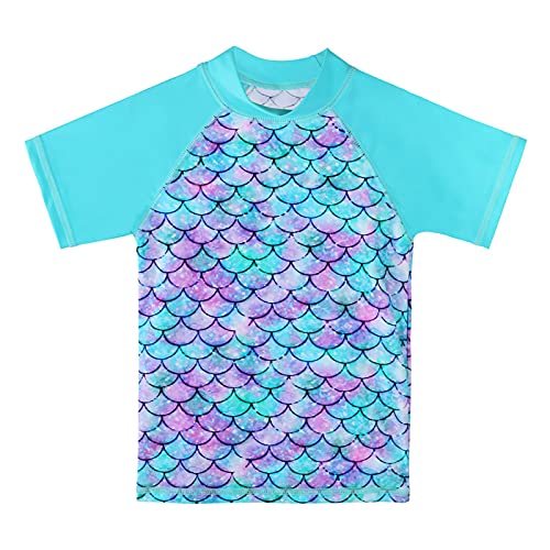 Image of TFJH E Girls Short Sleeve Swimsuit Two Piece Swimwear UPF 50+ UV 3-12 Years