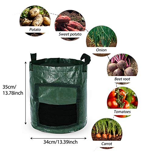 Essort Pflanzen Tasche,Kartoffel Pflanztasche mit Fenster/Klettverschluss/Tragegriffen,Wiederverwendbar Gemüse Wachstumstasche – Bild 3