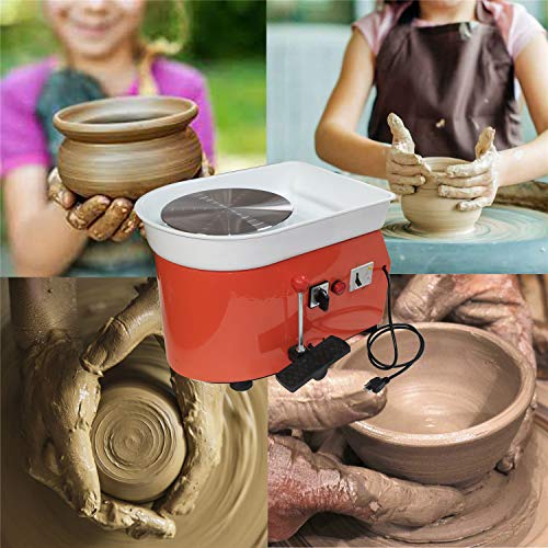 XKH- DIY 350W 110V Electric Pottery Wheel Ceramic Machine 25CM Work Clay Art Craft DIY [P/N:ET-TOOL002-350-Red]