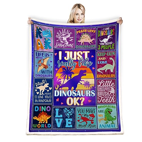 peakman Dinosaur Blanket for Boys Girls,Cartoon Colorful Dinosaur Gifts for
