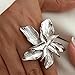 DZSYJKTM Statement Large Chunky Gold Flower Rings for Women, Unique Punk Big Thick Silver Pleated Floral Knuckle Ring Exaggerated Beach Prom Party Jewelry Gift (Silver)
