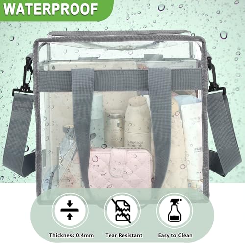 Clear Bag for Stadium Events 12x6x12, Clear Beach tote Bag with Zipper for Sports, Concerts, Work4