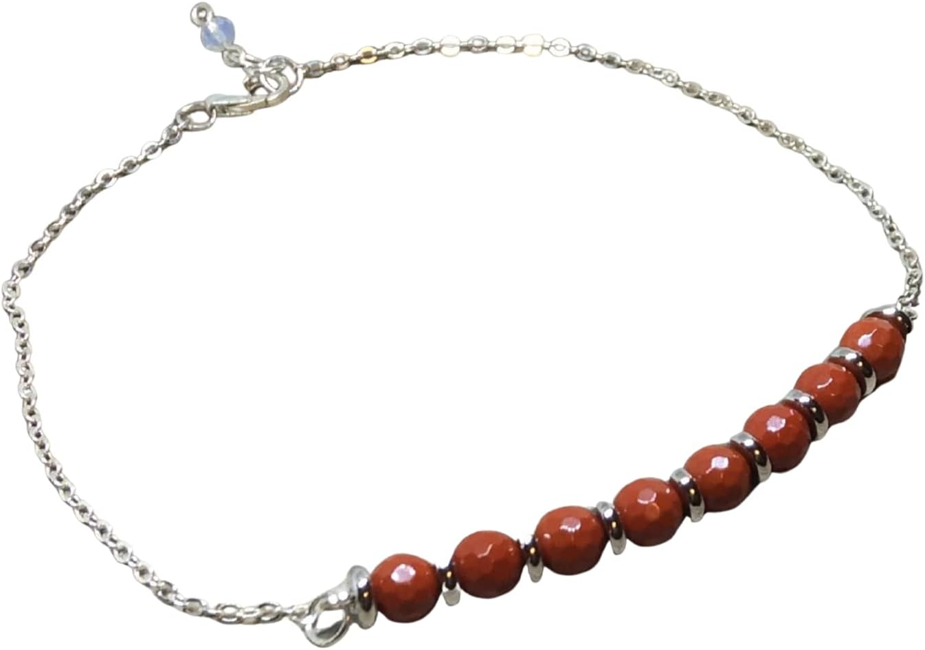 Red Jasper anklet, Sterling Silver, Root chakra