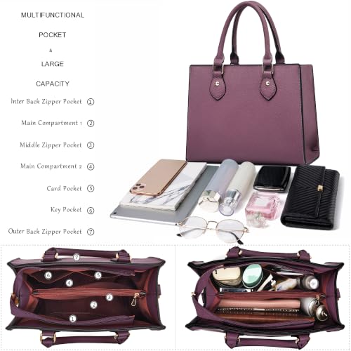 Image of CHICAROUSAL Crossbody Purses and Handbags for Women PU Leather Tote Top Handle Satchel Shoulder Bags (LiZ Purple)