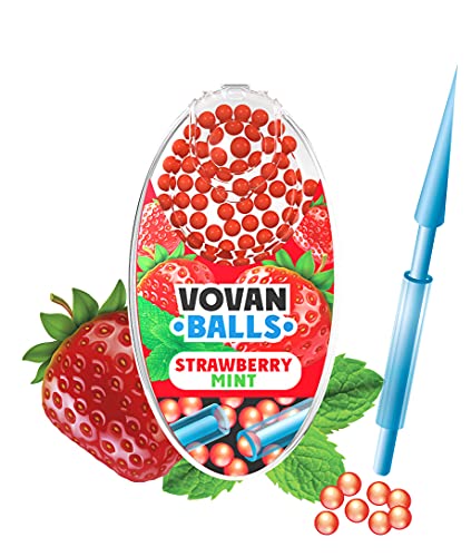 Vovan Balls - Premium Aroma Kapsel Kugeln 100 Stück pro Packung Set | großartiger Geschmack DIY | In praktischer box zur Aufbewahrung | Click System Hülse (Strawberry Mint) Cover