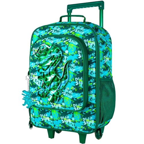 Image of CCJPX Kids Suitcases for Boys, Cute Dinosaur Luggage Rolling with Wheels, kids carry on luggage for Children Toddler Elementary - Green