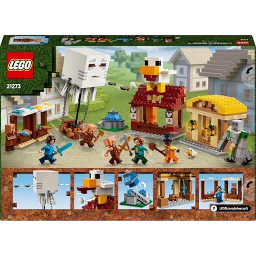 LEGO Minecraft Hortlak Balon Köy Saldırısı 21273-10 Yaş ve Üzeri Çocuklar için Steve, Dawn, Piglin ve Duruşu Ayarlanabilir Demir Golem Minifigürleri İçeren Yaratıcı Oyuncak Yapım Seti (555 Parça)