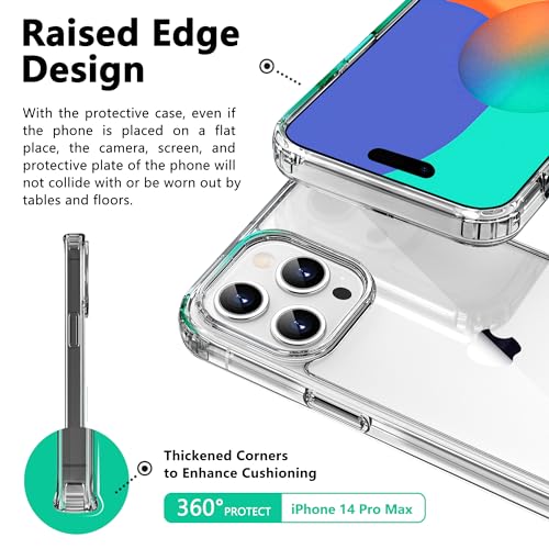 Image of ONES iPhone 14 Pro Max Clear Slim Hard Case『Shockproof Airbag』『Raised Edges Protect Camera Screen』 [ Non-Yellow ] [ Anti-Slip ] PC + TPU Hybrid Protective Transparent Silicone Cover for APPLE 6.7 inch