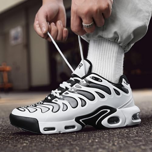 Mens Trainers Running Fashion Shoes Air Cushion Casual Sneakers Walking Tennis Basketball Gym Athletic Sports Breathable Zapatos (Panda White,10.5) - Image 5