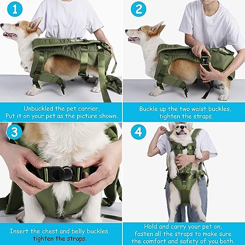 PetBonus Pet Front Dog Carrier Backpacks, Adjustable Pet Backpack, Legs Out Easy-fit Puppy Chest Carrier for Medium Small Dogs, Hands Free for Hiking, Cycling (Army Green, S) - Image 5