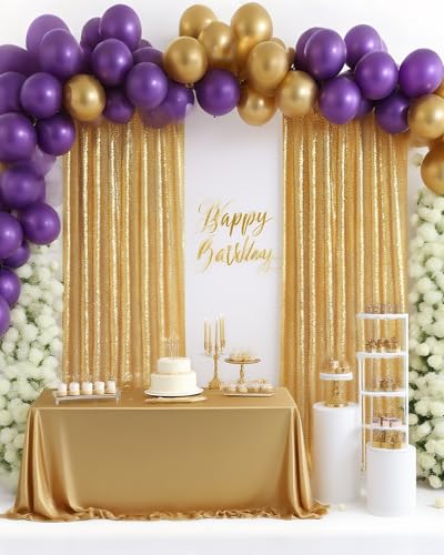 Gold Curtains Backrop for Wedding Parties: 3ftx8ft Gold Sequin Backdrop