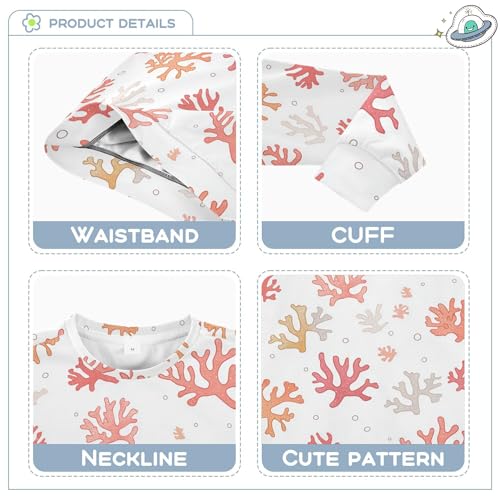 JUNZAN Cute Coral White Kids Boys Sweatshirt Hoodie Crewneck Tops Clothing Shirts Camping 4T3