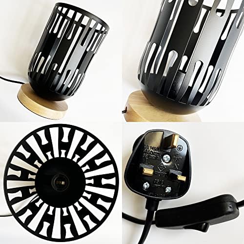 HHMTAKA Metal Lampshade Bedside Table Lamp Modern Bedside Lamps for Bedroom with Wooden Base Decorative Nightstand Lamps for Home Living Room Weddings Parties(E27 Bulb Included) (Double U Pattern)
