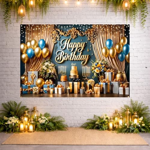Image of Happy Birthday Theme Backdrop Banner 5x7 ft - Digital Print Cloth Background, Reusable Birthday Party Wall Decoration for Girls, Photo Booth & Stage Decor (BD 14)