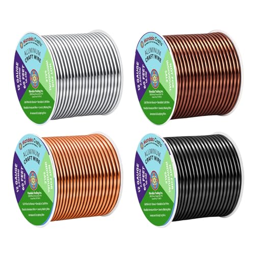 Image of Mandala Crafts 12 Gauge Anodized Aluminum Craft Wire for Jewelry Making - 240 FT Colored Flexible Neutral Combo Wire - Bendable for Bonsai Armature Crafting Sculpting