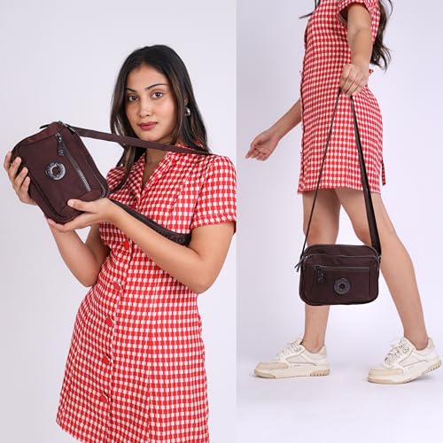 Image of TS WITH TECHSUN Small Crossbody Shoulder Bag for Women, Multi-Pocket Nylon Travel Handbag Messenger Purse, Adjustable Strap, Lightweight, Zipper Closure (21(L) X 16(H) X 9 (W) CM)