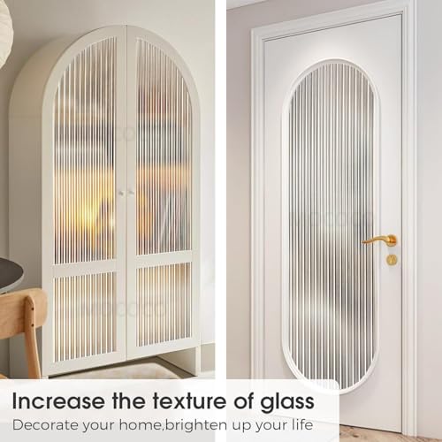 Image of MOCOCO Premium Vinyl Privacy Stained Fluted Window Glass Film (16x36 Inch) - Self-Adhesive Frosted Tint Wallpaper Sticker Opaque Sheet for Glass Cover Window, Door, Office, Home.| Anti-UV. 3D Fluted