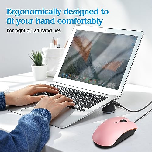 Guiheng Wired mini Mouse, USB Wired Computer Mice for Right or Left Hand, Ergonomic Computer Mouse with Durable Clicks for PC, Computer, Laptop, Desktop, Chromebook, Notebook, Mac (Pink) by Guiheng - Image 5